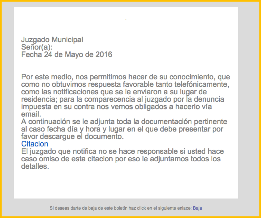Mensaje recibido en el correo UNAB