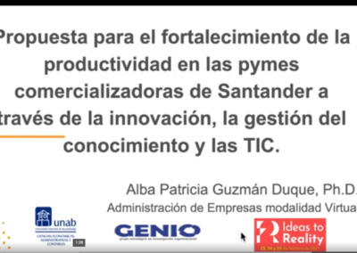 Alba P. Guzmán D. Propuesta para el fortalecimiento de la productividad en las pymes comercializadoras de Santander a través de la innovación, la gestión del conocimiento y las TIC.