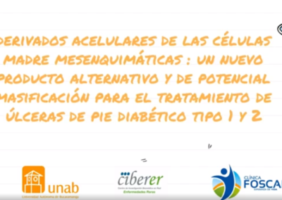 Claudia L. Sossa M. Derivados acelulares de las células madre mesenquimáticas : Un nuevo producto alternativo y de potencial masificación para el tratamiento de úlceras de pie diabético tipo 1 y 2.