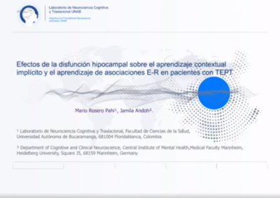 Mario A. Rosero P. Efectos de la disfunción hipocampal sobre el aprendizaje contextual implícito y el aprendizaje de asociaciones estímulo-respuesta en pacientes colombianos y alemanes con trastorno por estrés postraumático.