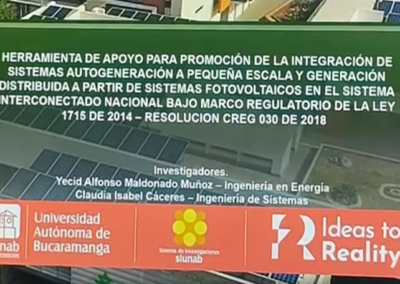 Yecíd A. Muñoz M. Herramienta de apoyo para promoción de la integración de sistemas autogeneración a pequeña escala y generación distribuida a partir de sistemas fotovoltáicos en el sistema interconectado nacional bajo marco regulatorio de la resolución 030 de 2018.